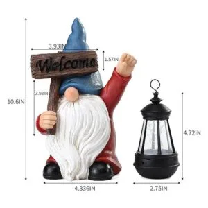 Estatua de gnomo de jardín con pala de gnomos solares con_3