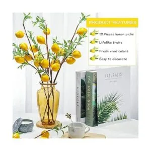 10 piezas de ramas artificiales de limón amarillo_3