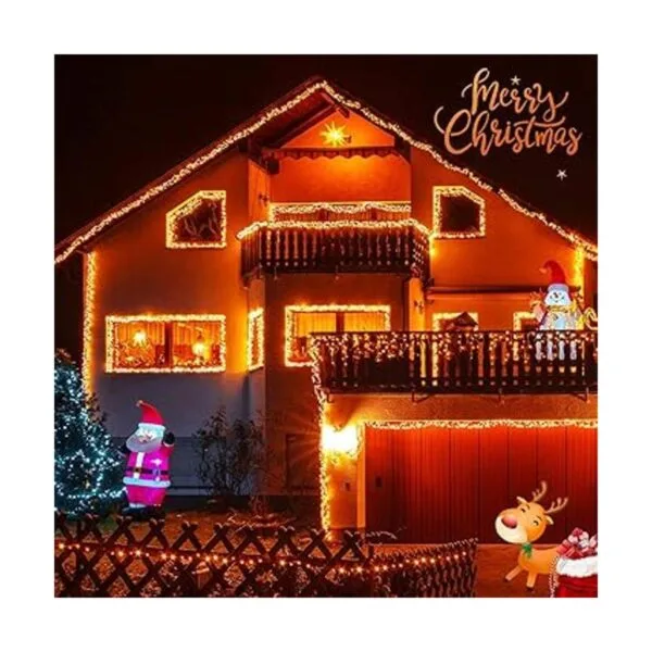 JMEXSUSS 600 luces solares LED naranjas cadena de luces_6