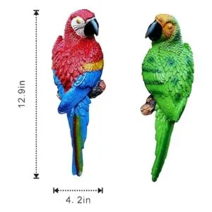 Paquete de 2 estatuas de loros artificiales colgantes de_7