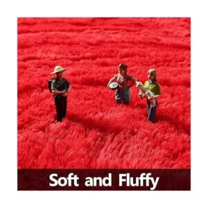 FlyDOIT Alfombra redonda roja para dormitorio alfombras_5