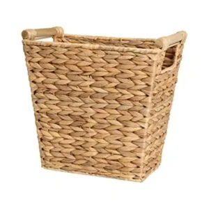 StorageWorks Cesta de basura de mimbre con asas de madera_1