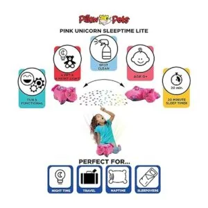 Pillow Pets Peluche colorido de unicornio rosa Sleeptime_6