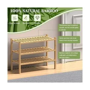 ROMGUAR CRAFT Zapatero de bambú de 3 niveles para entrada_5