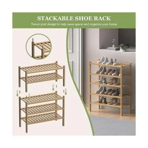 ROMGUAR CRAFT Zapatero de bambú de 3 niveles para entrada_4