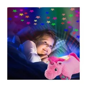 Pillow Pets Peluche colorido de unicornio rosa Sleeptime_5