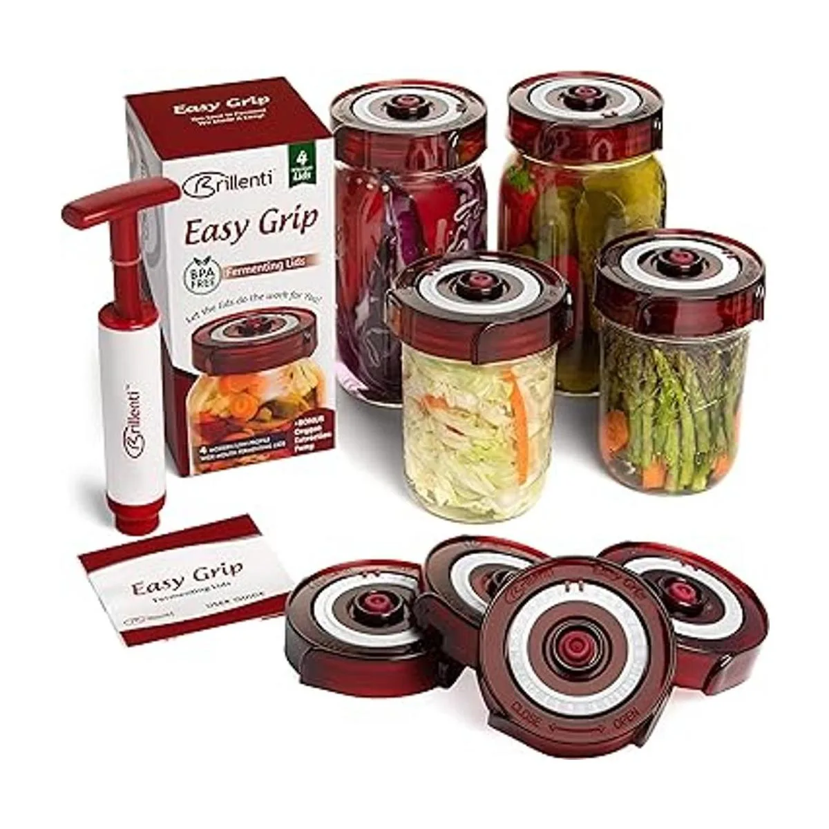 Tapas de fermentación para tarros de boca ancha. Kit de 4_1