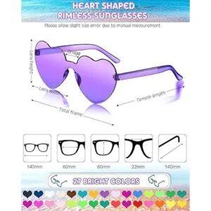 54 Pairs Heart Shaped Rimless Sunglasses Bulk Colored_2