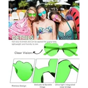 54 Pairs Heart Shaped Rimless Sunglasses Bulk Colored_5