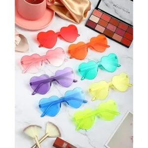 54 Pairs Heart Shaped Rimless Sunglasses Bulk Colored_6