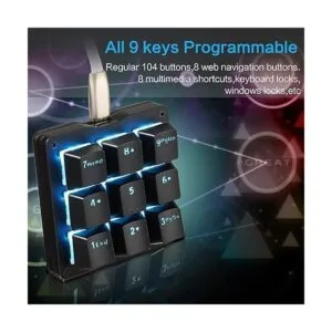 Koolertron Teclado mecánico macro de una mano teclado_3