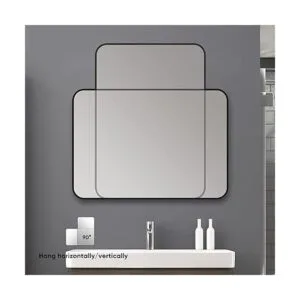 SNUGACE Espejo de tocador de baño negro mate para pared_2