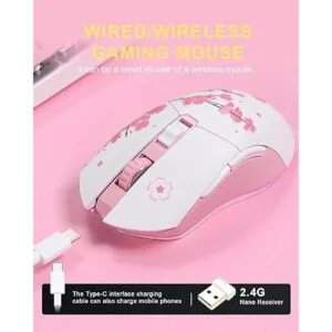 Sakura Mouse inalámbrico para juegos con cable DAREU_3
