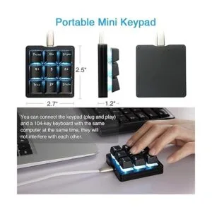 Koolertron Teclado mecánico macro de una mano teclado_2