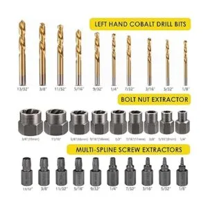 Topec 29Pcs Bolt Extractor Set and Drill Bit Kit_2