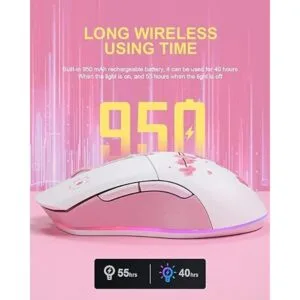 Sakura Mouse inalámbrico para juegos con cable DAREU_4