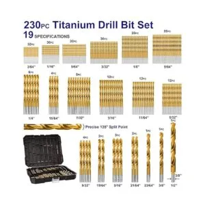 Juego de 230 brocas giratorias de titanio acero de alta_4