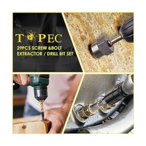 Topec 29Pcs Bolt Extractor Set and Drill Bit Kit_7