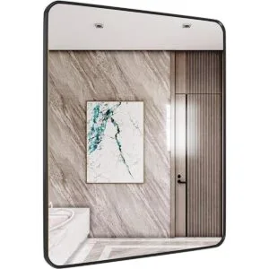 SNUGACE Espejo de tocador de baño negro mate para pared_1