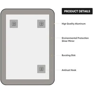 SNUGACE Espejo de tocador de baño negro mate para pared_3