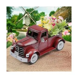 Decoración navideña de camión rojo decoraciones de metal_4