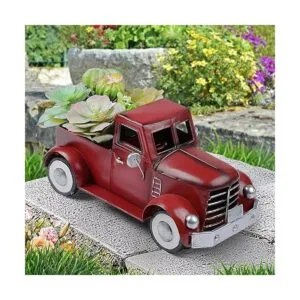 Decoración navideña de camión rojo decoraciones de metal_3