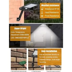 Adowan Luces solares LED para exteriores con sensor de_2