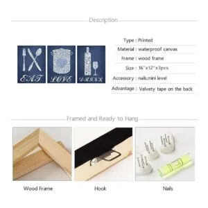 sechars 3 piezas de arte de pared de cocina letrero_6