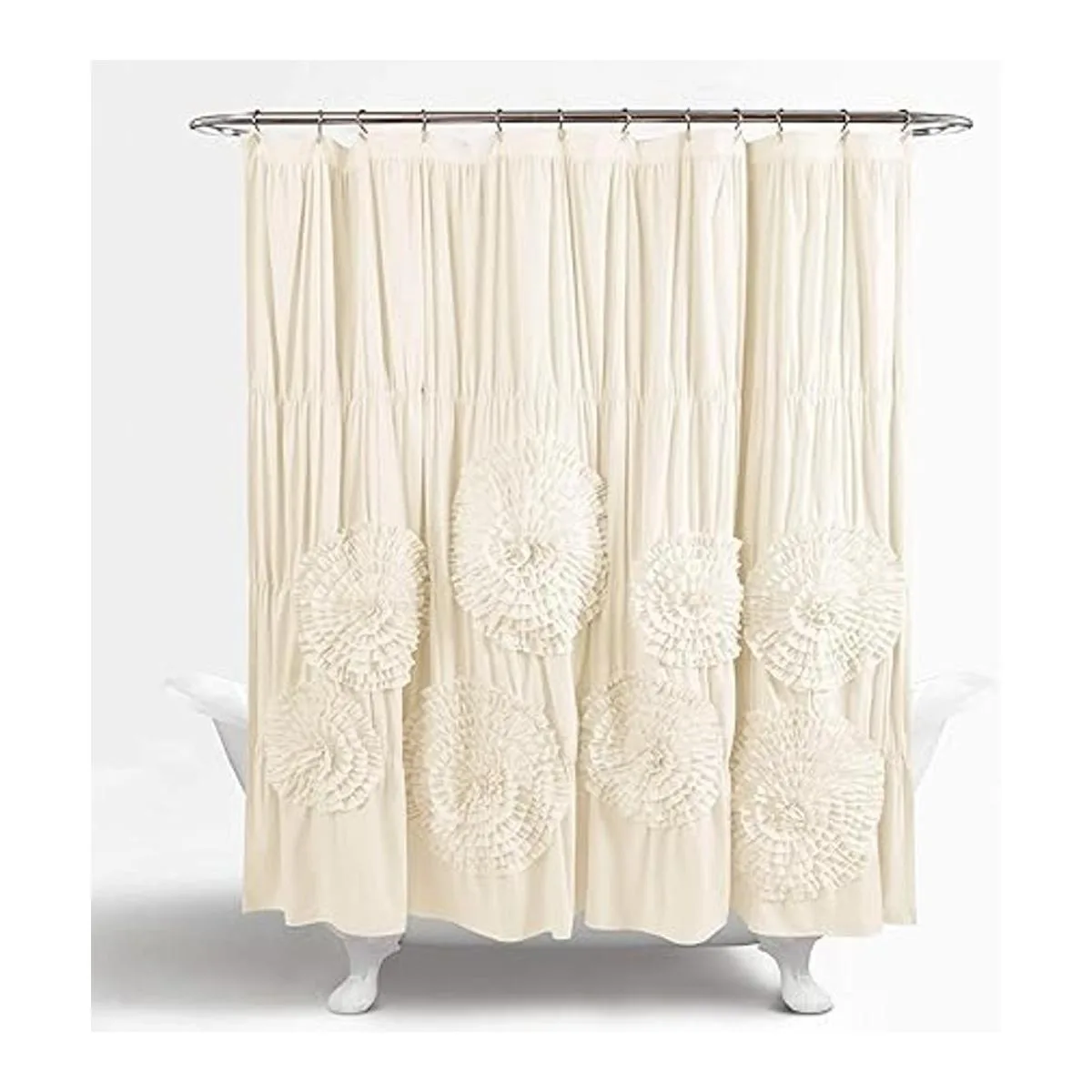 Lush Decor cortina de regadera Serena Poliéster Ivory_2