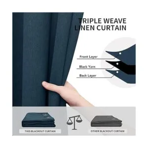 EasyGoing Cortina opaca de lino doble de lujo de 84_3