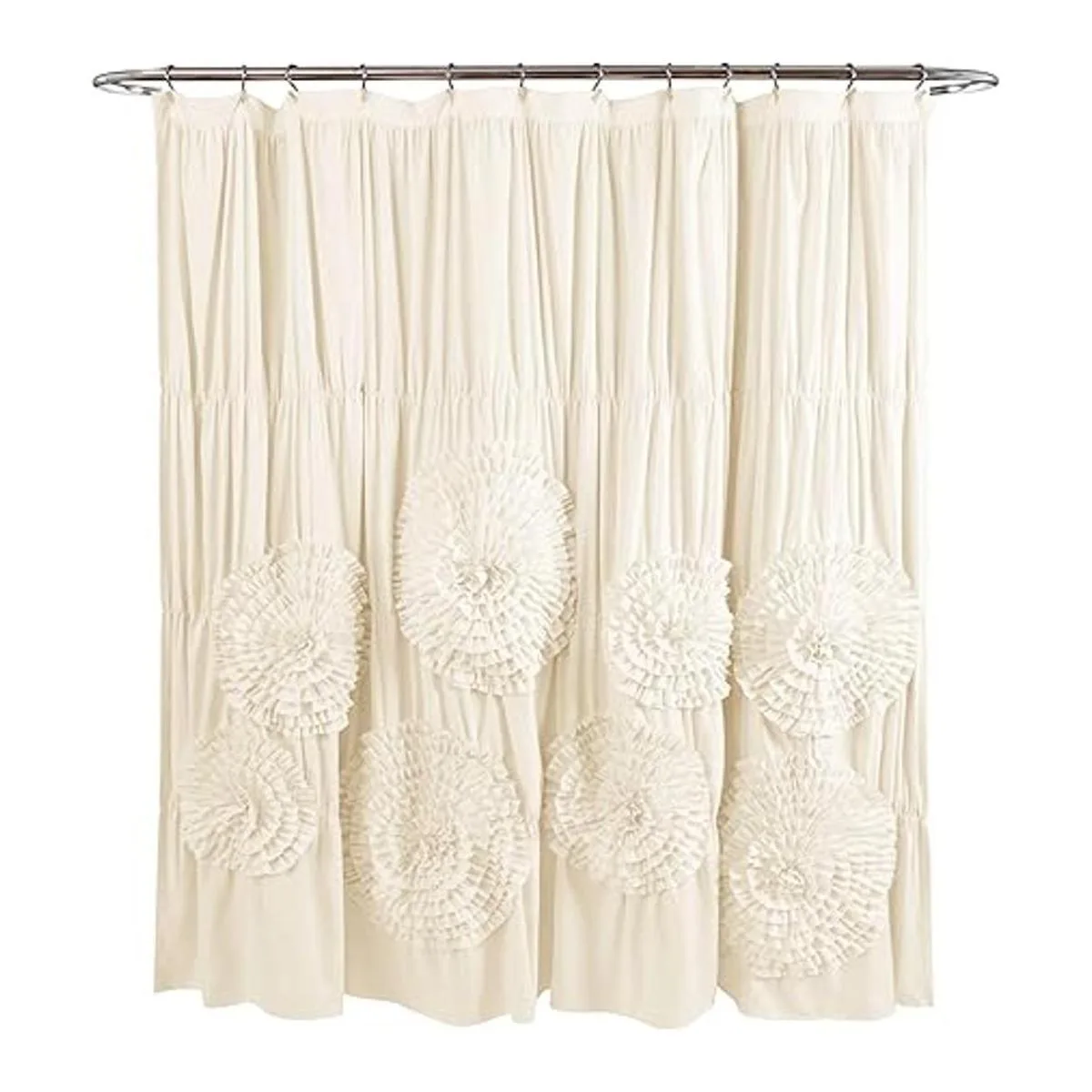 Lush Decor cortina de regadera Serena Poliéster Ivory_6
