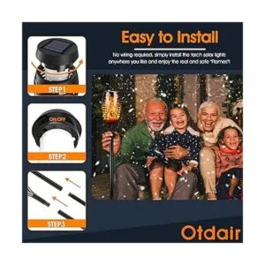 Otdair Solar Torch Lights with Flickering Flame 12 Packs_2