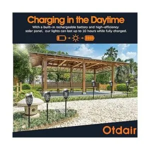 Otdair Solar Torch Lights with Flickering Flame 12 Packs_4