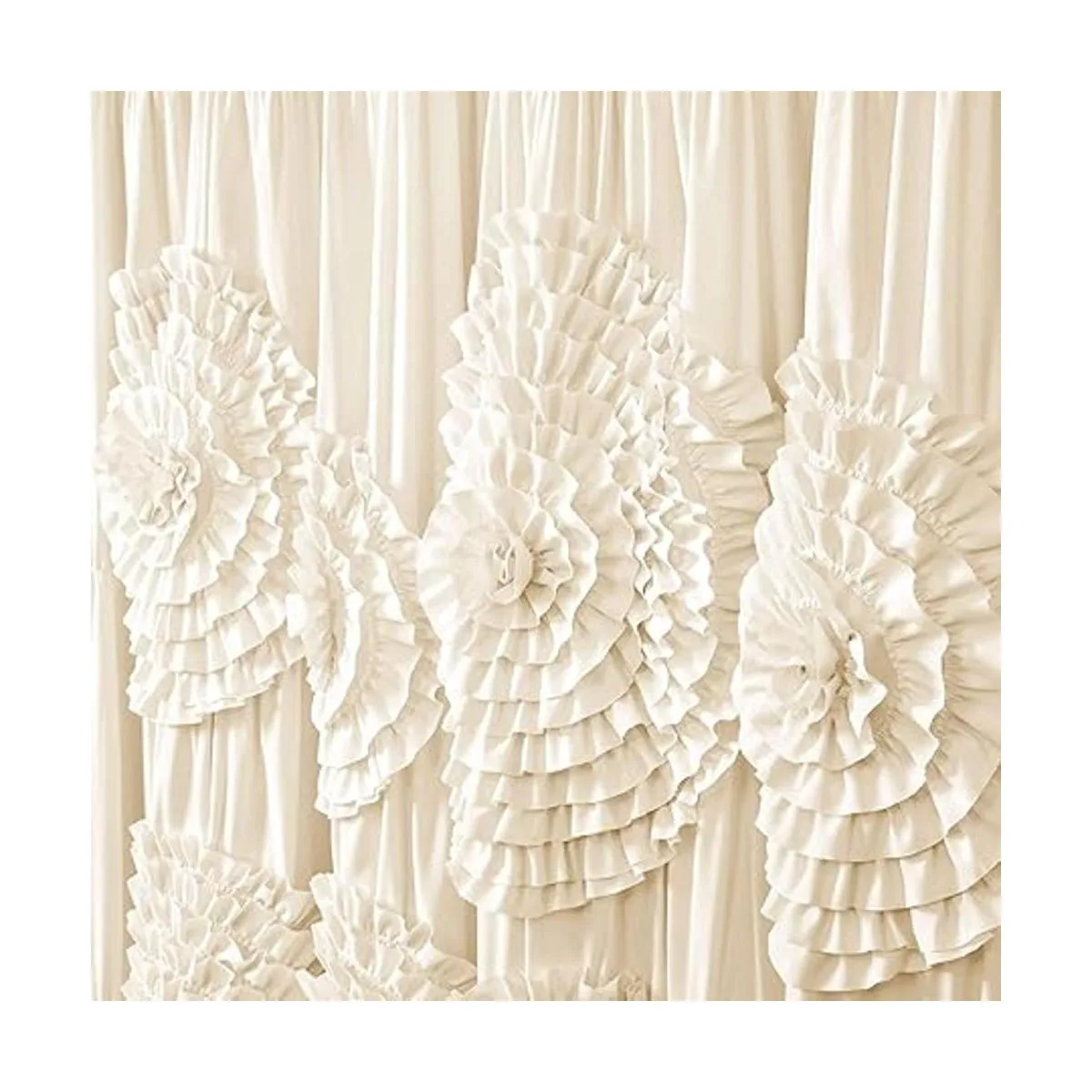 Lush Decor cortina de regadera Serena Poliéster Ivory_4