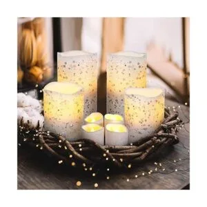 Furora LIGHTING Velas blancas con purpurina funcionan con_7