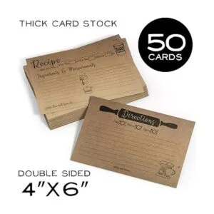 Caja de recetas de madera con tarjetas y divisores 50_4