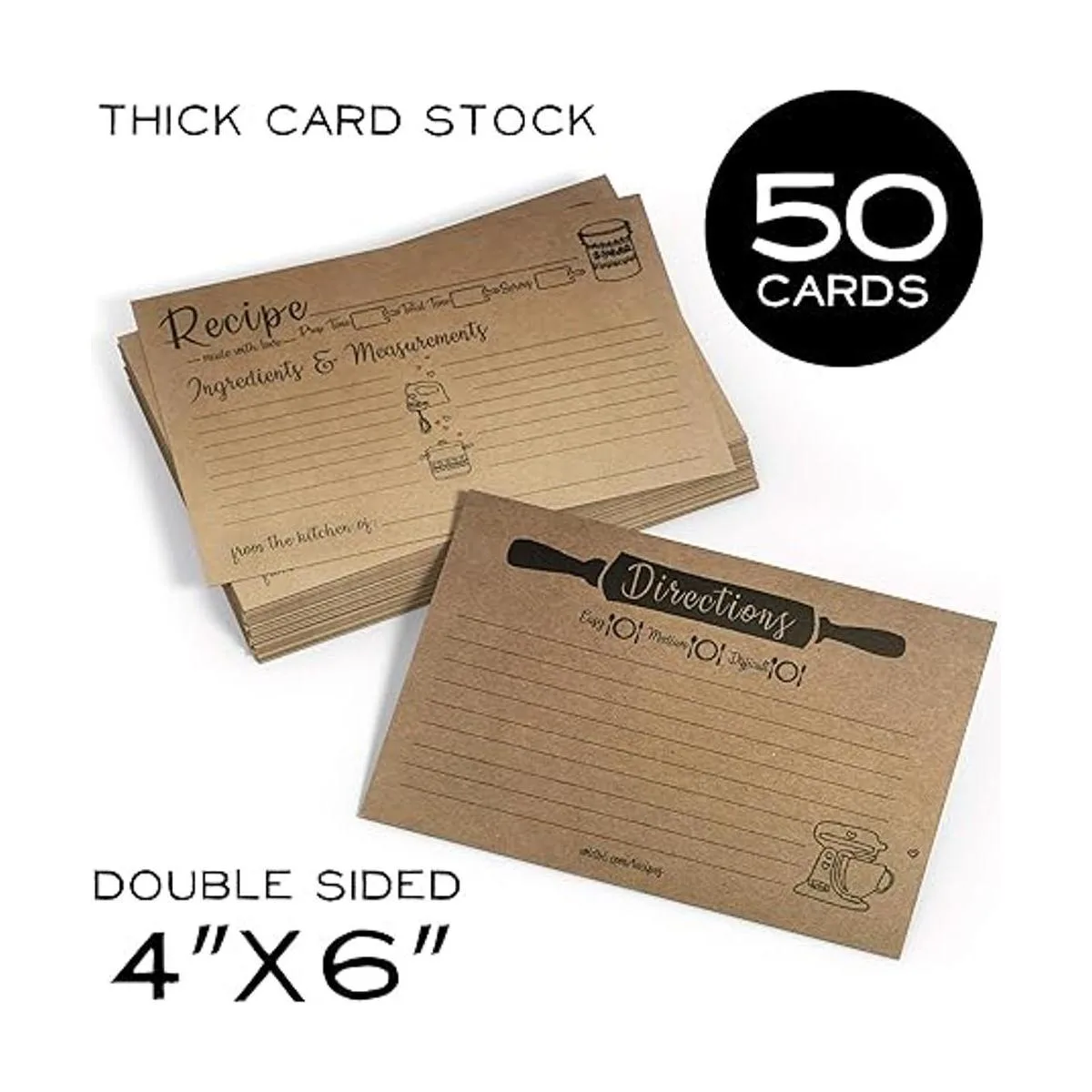 Caja de recetas de madera con tarjetas y divisores 50_4