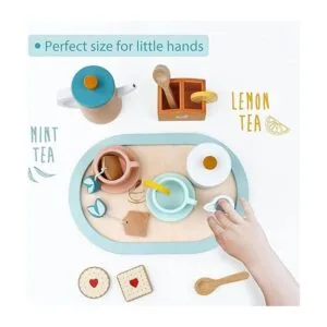 PairPear Juego de té de madera para niñas pequeñas_3