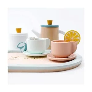 PairPear Juego de té de madera para niñas pequeñas_4