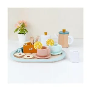 PairPear Juego de té de madera para niñas pequeñas_2
