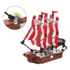 Finebely Juego de construcción de barcos piratas 3en 1 con_2