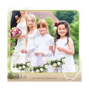 Juego de 25 coronas de aro floral de metal de 12 pulgadas_5