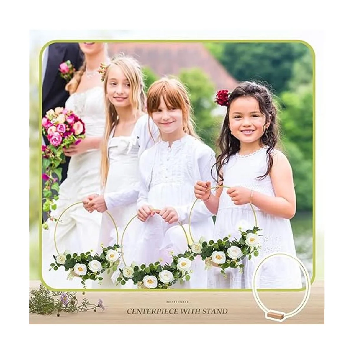 Juego de 25 coronas de aro floral de metal de 12 pulgadas_5