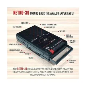 QFX RETRO39 Grabadora de cinta para zapatos Cubierta de_3