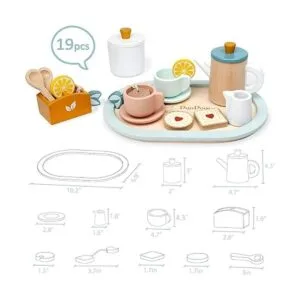 PairPear Juego de té de madera para niñas pequeñas_5