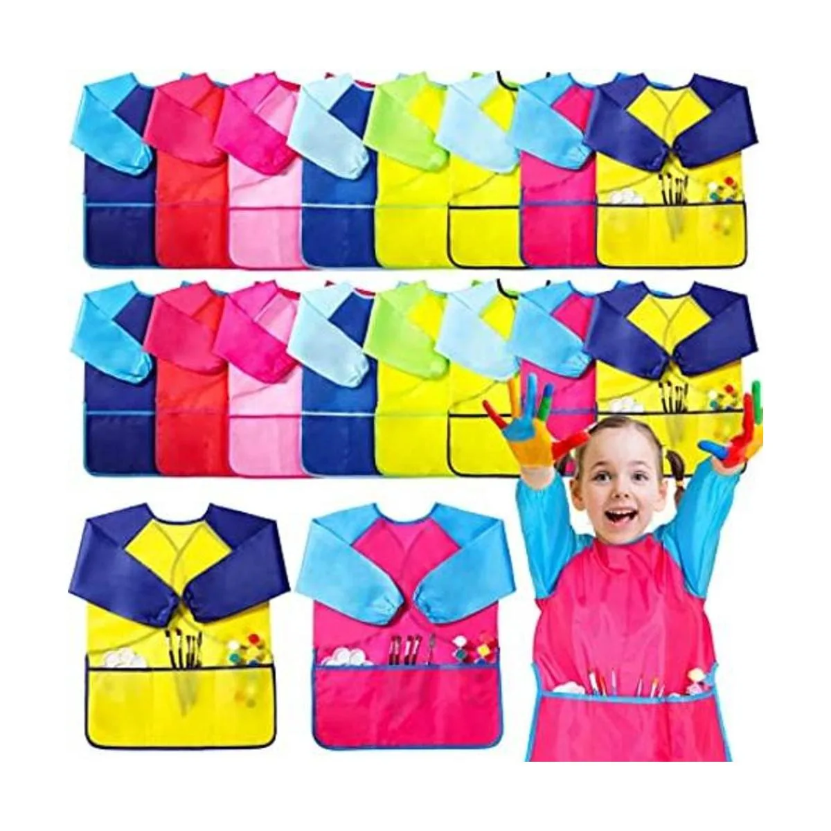 18 delantales de pintura impermeables para niños pequeños_1