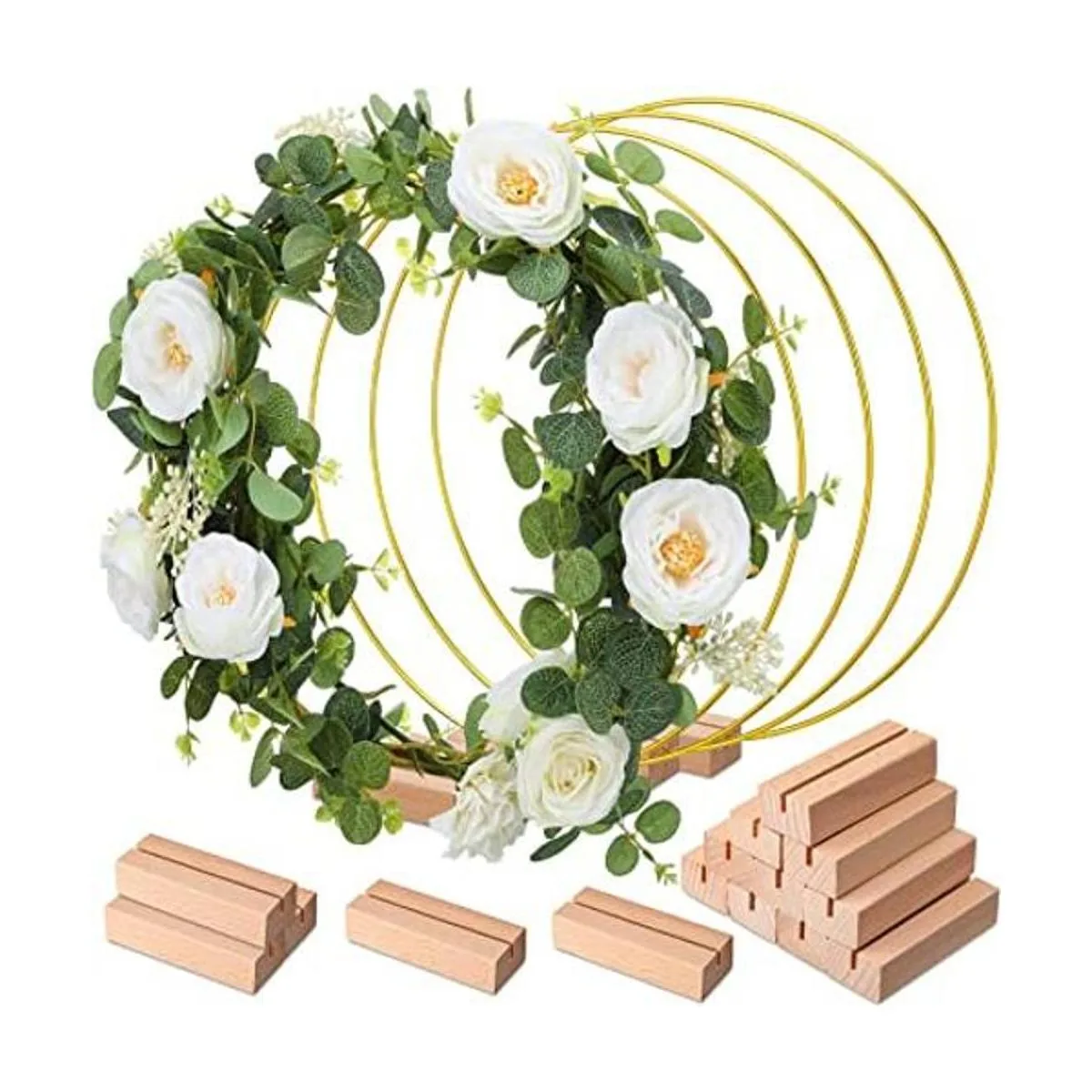 Juego de 25 coronas de aro floral de metal de 12 pulgadas_1