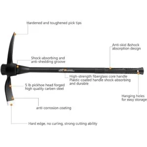 glorousamc Púa Adze forjada deshierbe Mattock Hoe Pick_2