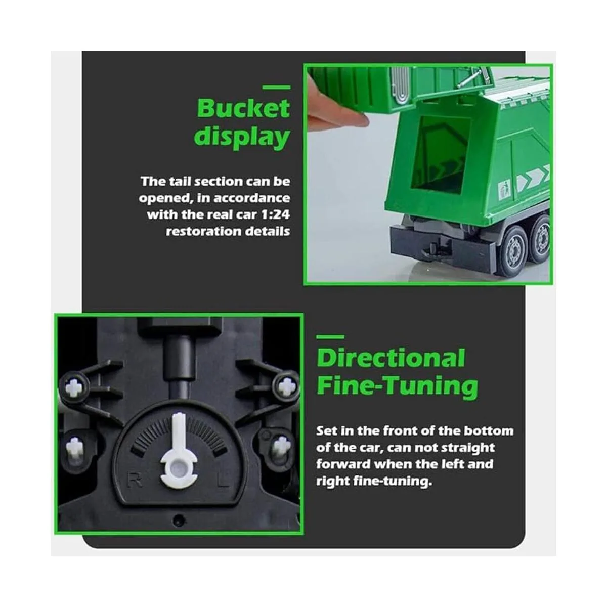 Camión de basura RC 2.4G con luces control remoto de 6_4