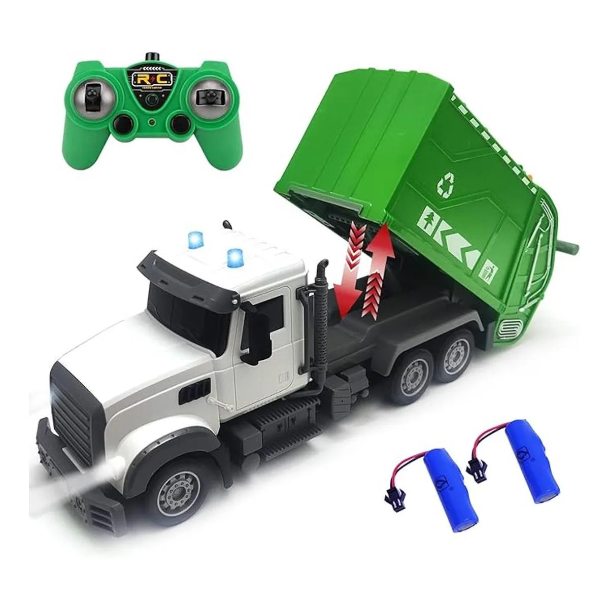 Camión de basura RC 2.4G con luces control remoto de 6_1